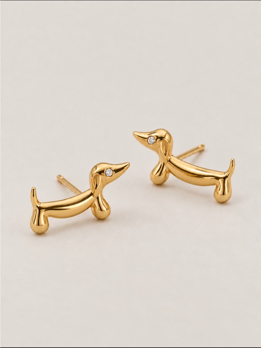 New! Gold Dachshund Dog Post Earrings NWOT